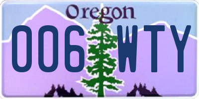 OR license plate 006WTY