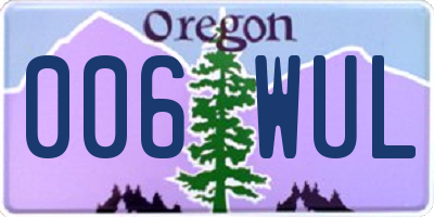 OR license plate 006WUL