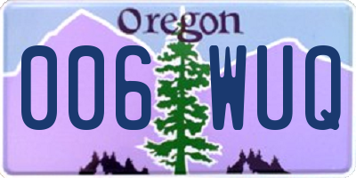 OR license plate 006WUQ