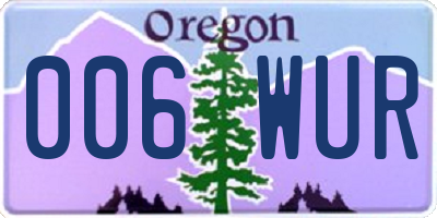 OR license plate 006WUR