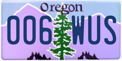 OR license plate 006WUS
