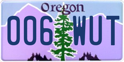 OR license plate 006WUT