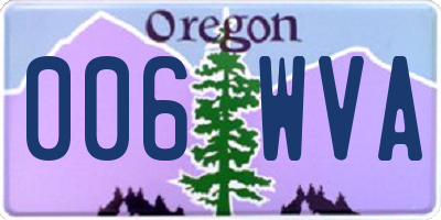 OR license plate 006WVA