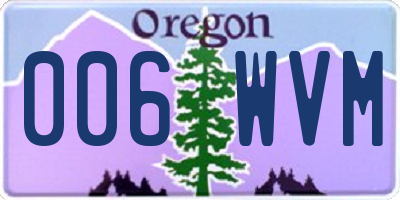 OR license plate 006WVM