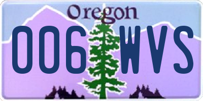 OR license plate 006WVS