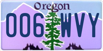 OR license plate 006WVY