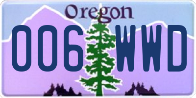 OR license plate 006WWD
