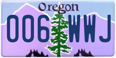 OR license plate 006WWJ