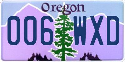 OR license plate 006WXD