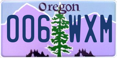 OR license plate 006WXM