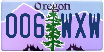 OR license plate 006WXW