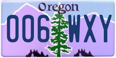 OR license plate 006WXY