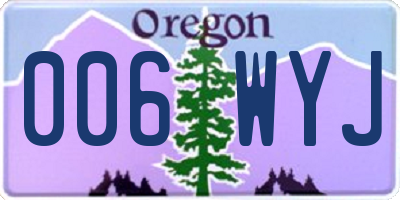 OR license plate 006WYJ