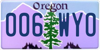 OR license plate 006WYO
