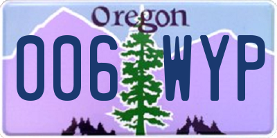 OR license plate 006WYP
