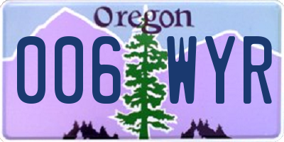 OR license plate 006WYR