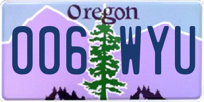 OR license plate 006WYU
