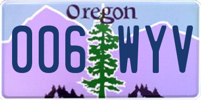 OR license plate 006WYV