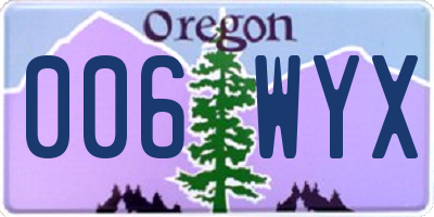 OR license plate 006WYX