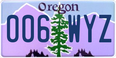OR license plate 006WYZ
