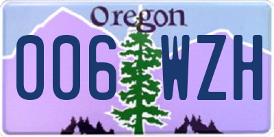 OR license plate 006WZH