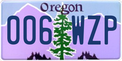 OR license plate 006WZP