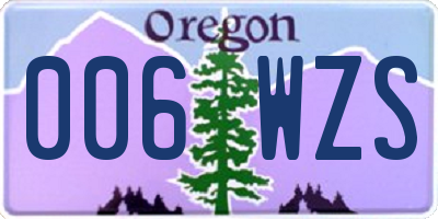 OR license plate 006WZS