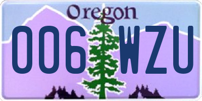 OR license plate 006WZU