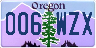 OR license plate 006WZX