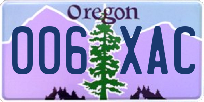 OR license plate 006XAC