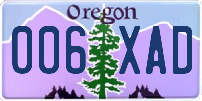 OR license plate 006XAD