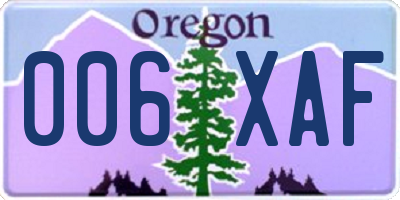 OR license plate 006XAF