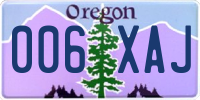 OR license plate 006XAJ