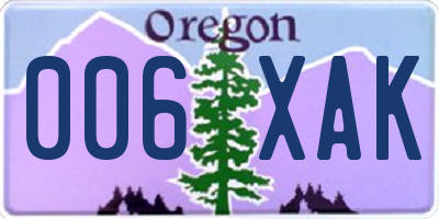 OR license plate 006XAK