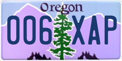 OR license plate 006XAP