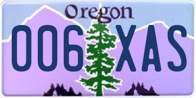OR license plate 006XAS