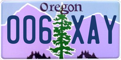 OR license plate 006XAY