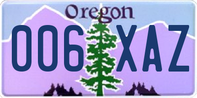 OR license plate 006XAZ