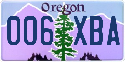OR license plate 006XBA