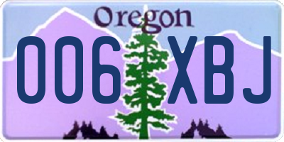 OR license plate 006XBJ