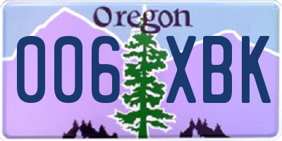 OR license plate 006XBK
