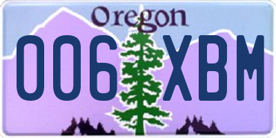 OR license plate 006XBM