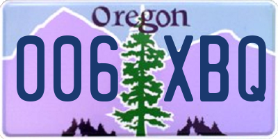 OR license plate 006XBQ