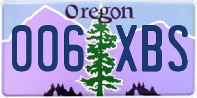 OR license plate 006XBS