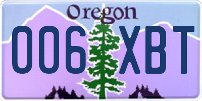 OR license plate 006XBT