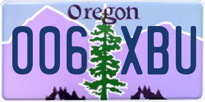 OR license plate 006XBU
