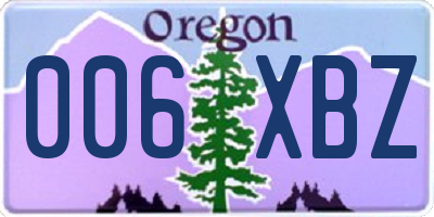 OR license plate 006XBZ