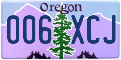 OR license plate 006XCJ