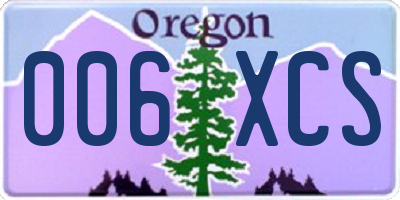 OR license plate 006XCS