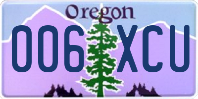 OR license plate 006XCU